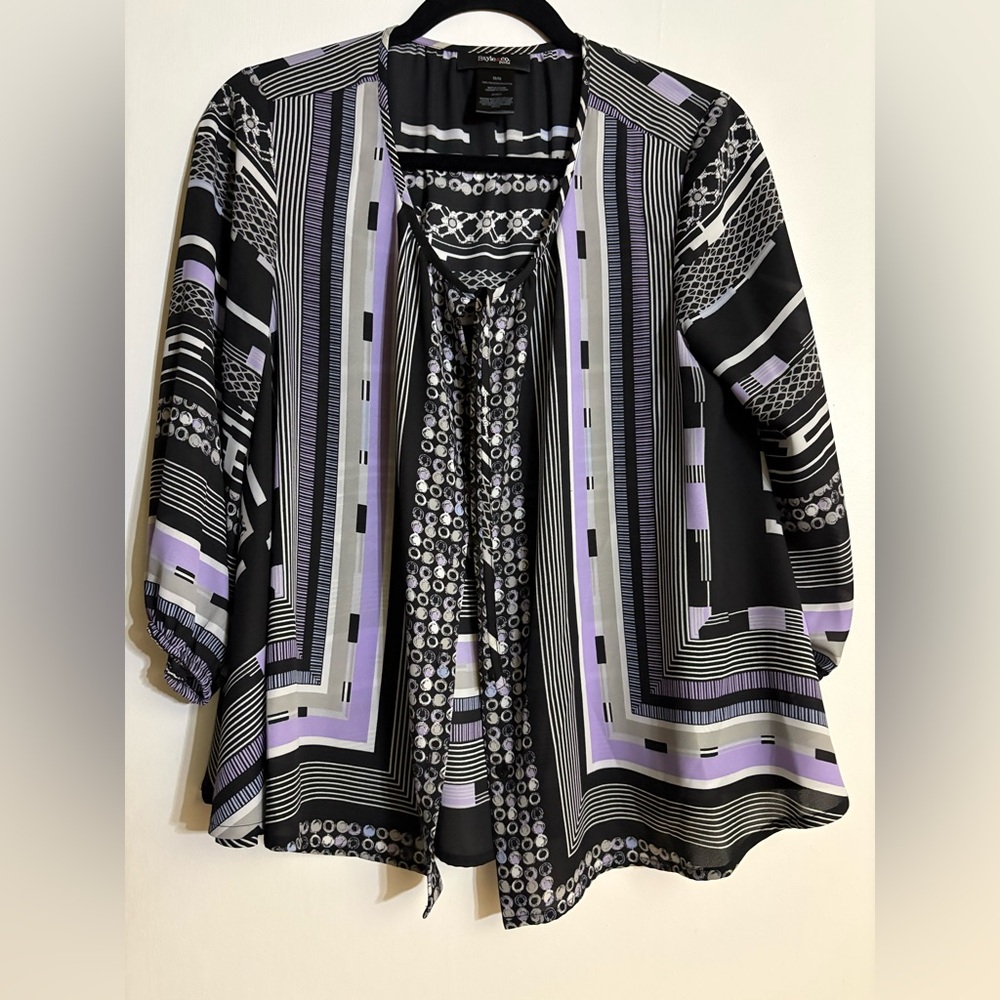 Style & Co. Black and Lavender Striped Blazer